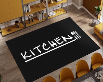 Kitchen Carpets, Modern Kitchen Rug, Perfect Rug for Dining and Cooking Areas, Non-Slip Washable Kitchen Rug, Black Non-Slip Kitchen Mat