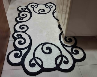 Kitchen Carpet, Non-Slip Kitchen Mat, Washable Rug, Non-Slip Kitchen Rug, Vibrant Color Kitchen Rug, Home Decor Carpet, Home Gift, Black Rug