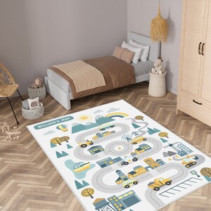 Tapis pour enfants à motifs de route, tapis de circulation amusant pour chambre d'enfants, carte routière de voiture amusante, tapis de voiture pour enfants, salle de jeux de voiture de route, tapis de parking