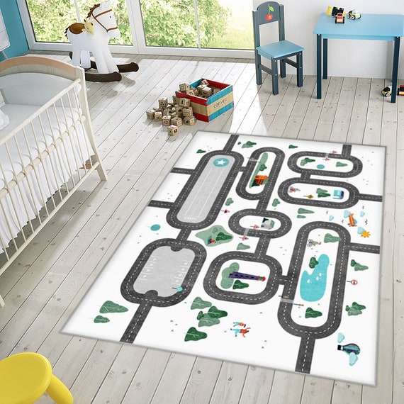 Road Pattern Kids Carpet Race Track Play Carpet Driveway Pattern Playroom Cushion Car Play Rug Baby Rug Nursery Carpet Kids Carpet Etsy