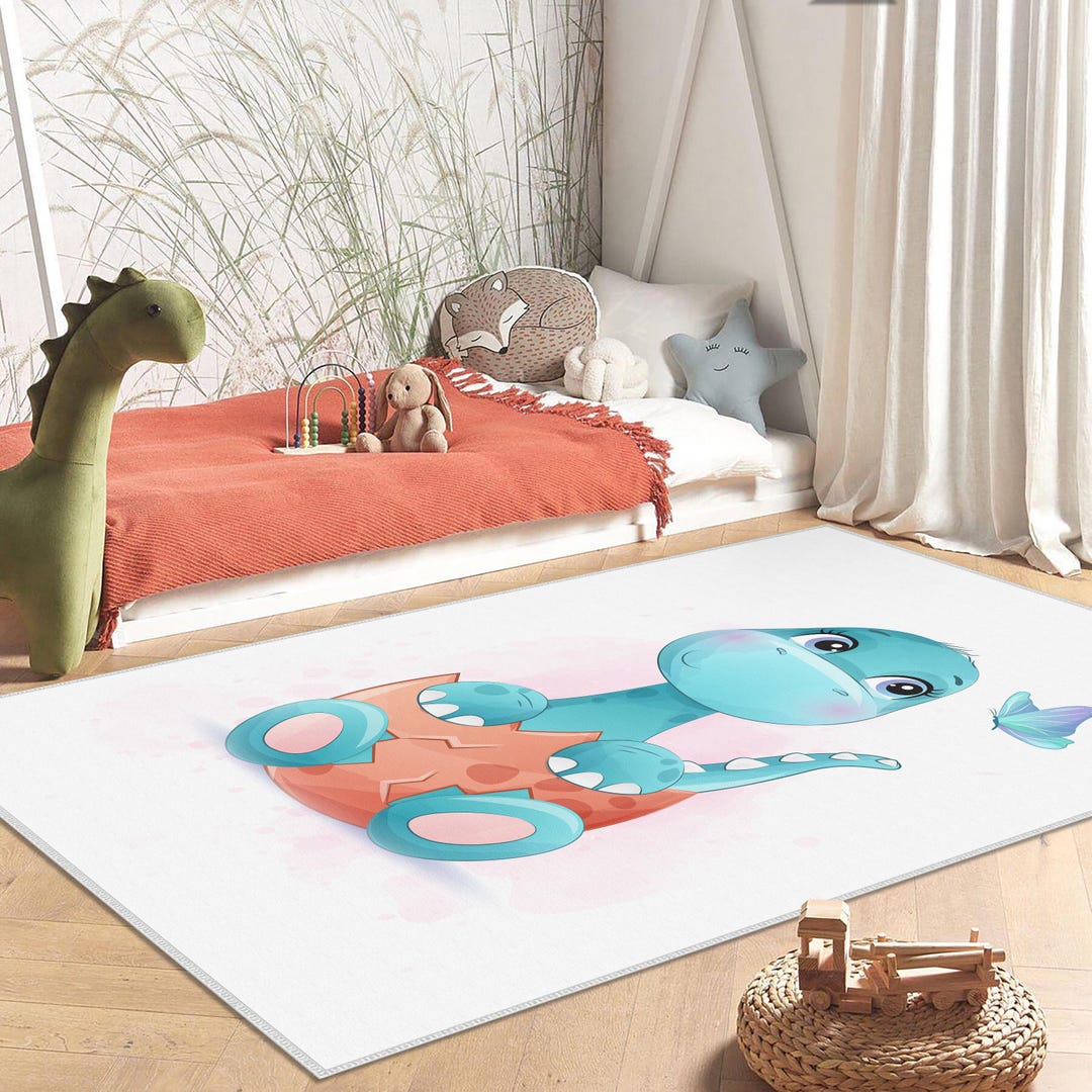 Dinosaur Kids Carpets, Dino Crawling Mat, Dino Print Playroom Mat, Soft ...
