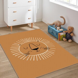 Löwe Kinderzimmerteppich, Design-Babyteppich, Safaritiere Kinderteppich, niedlicher Löwe-Teppich für Kinderzimmer, weicher Löwe-Design-Spielzimmerteppich