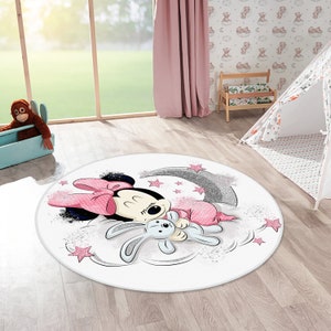 Baby Sleep Rug Minnie Mouse Rug,sleeping Minnie Rug,baby Girl Playroom Mat,washable ...