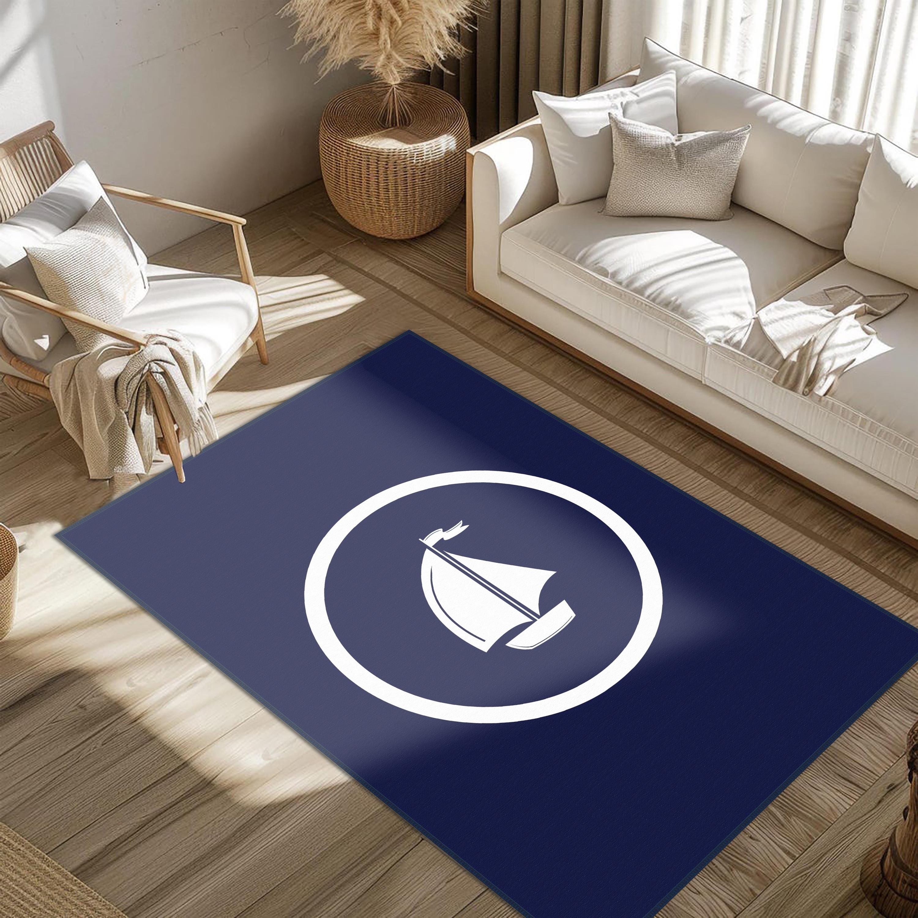 Soft Boat Desing Living Room Rug, Geometric Shaped Carpet, Sea