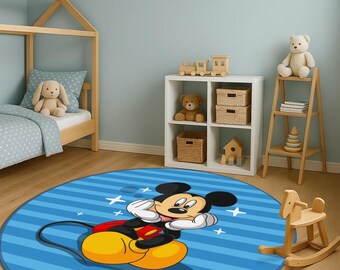 Mickey Mouse Themed Rug, Cute Mickey Mouse Cat Desing Kids Rug, Soft Mickey Kids Rug, Mickey Desing Baby Rug, Mickey Kids Room Carpet, Gift