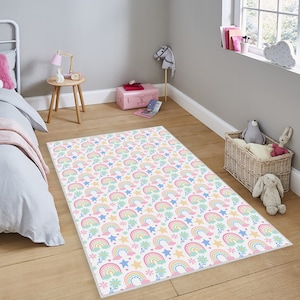 Regenbogen Ultra Soft Kinder Teppich, Geschenk Baby Teppiche, Waschbar Kinder Teppich, Regenbogen Kinder Teppich, Kinderzimmer Teppich, Stern Kinder Teppich, Weicher Baby Teppich