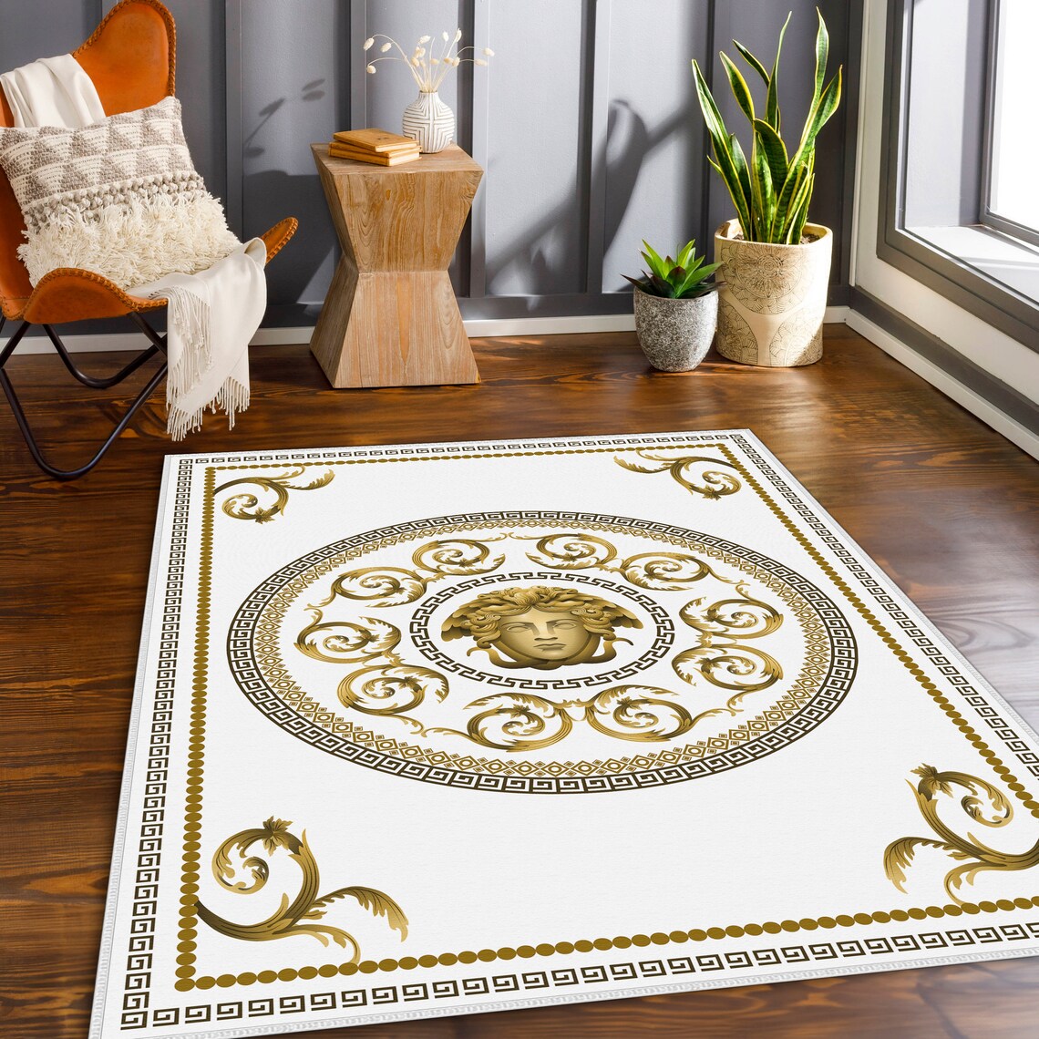 Medusa Gold Rug, Gold Greek Rug, Greek Mat, Custom Rug, Greek Rugs ...