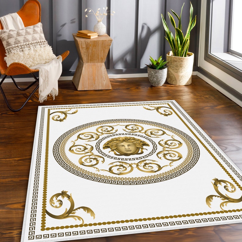 Medusa Gold Rug, Gold Greek Rug, Greek Mat, Custom Rug, Greek Rugs ...