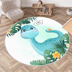 Tappeto per cameretta Dino, tappeto da gioco Jurassic Park per bambini, tappeto rotondo Trex per bambini, tappeto per bambini Dino, tappeto con dinosauri, tappeto per asilo nido, grazioso tappeto con dinosauri.
