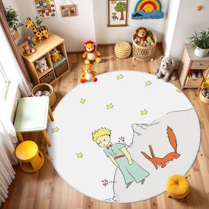 Kleiner Prinz Teppich, Le Petit Prince Baby Teppich, Kleiner Prinz Kinderzimmer Teppich, Der Kleine Prinz Teppich mit Fuchs und Sterne, Weiche, Kuschelige Kinder Matte