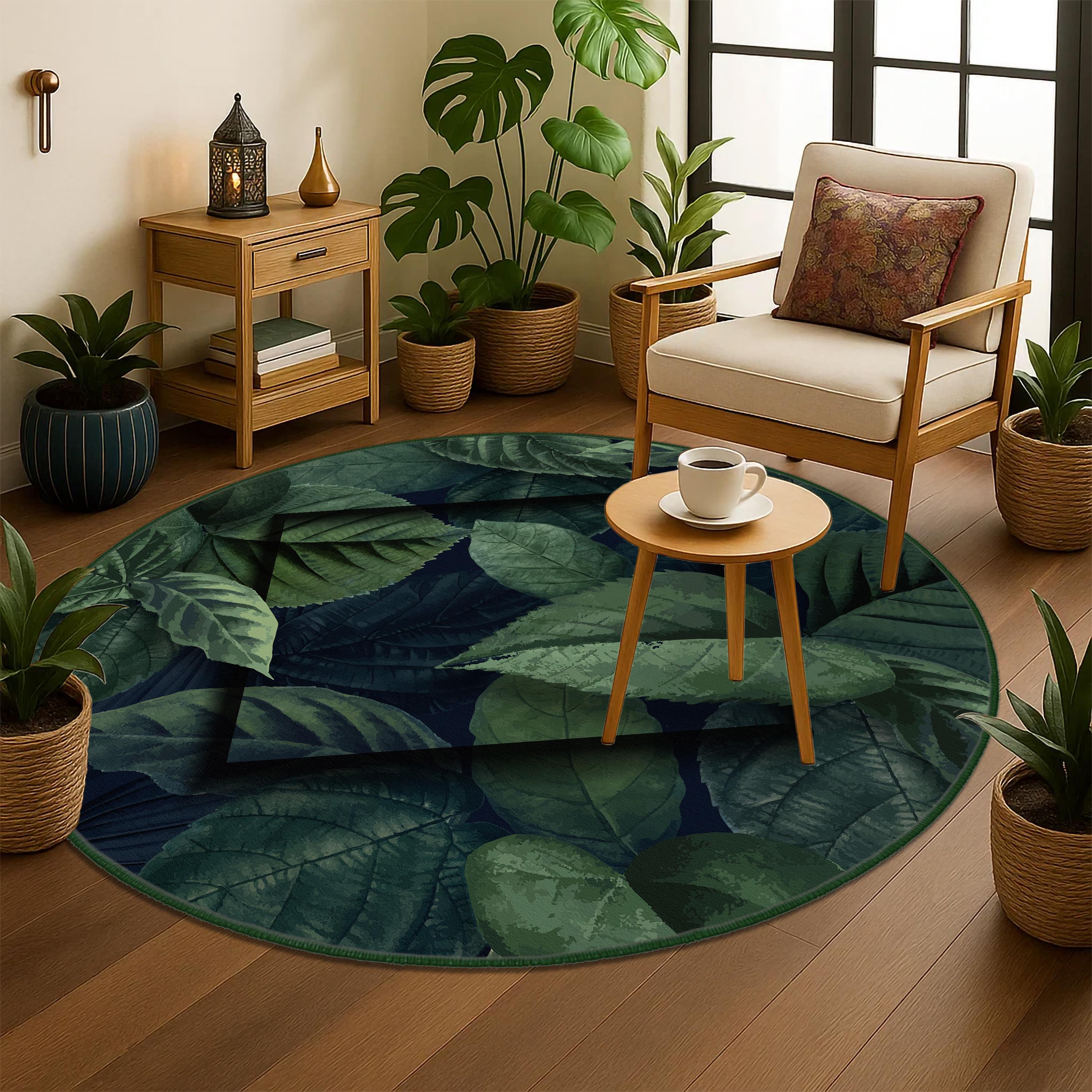 Exotic Leaf Rug, Botanical Leaves Rug, Plant Paradise Non-slip Carpet ...