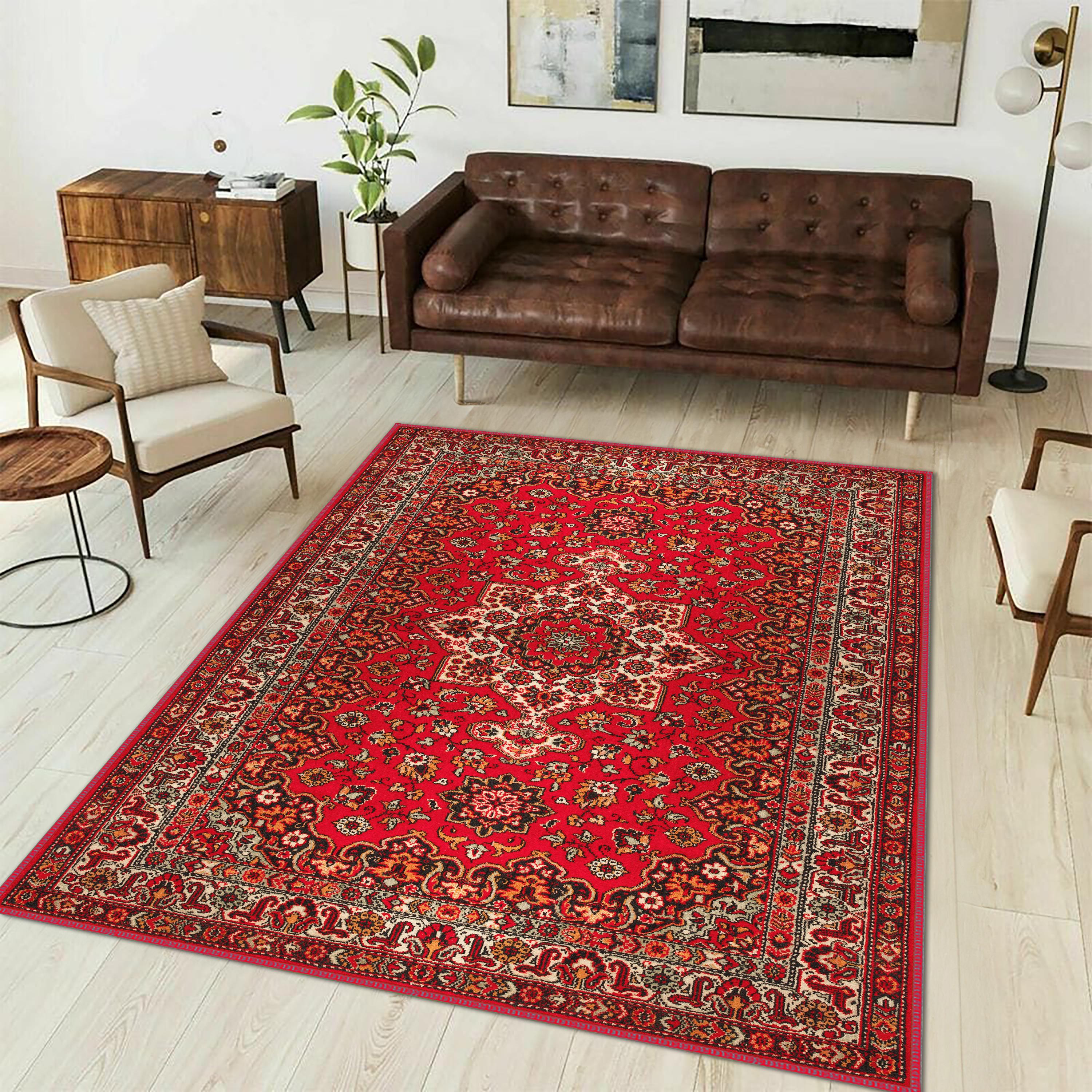 Red Rustic Rug Vintage Themed Red Rug, Red Rug, Tribal Red Rug, Living Room Rug ...