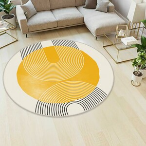 Round Rug Drawn Abstract Round Rug, Onedraw Floor Rug, Decorative Circle Carpet ...
