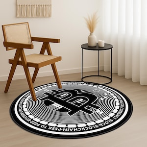 Bitcoin Rug, 3D Bitcoin Rug, Bitcoin Patterned Carpet, Cryptocurrency Floor Mat, Digital Currency Home Decor, Bitcoin Blockchain Area Carpet