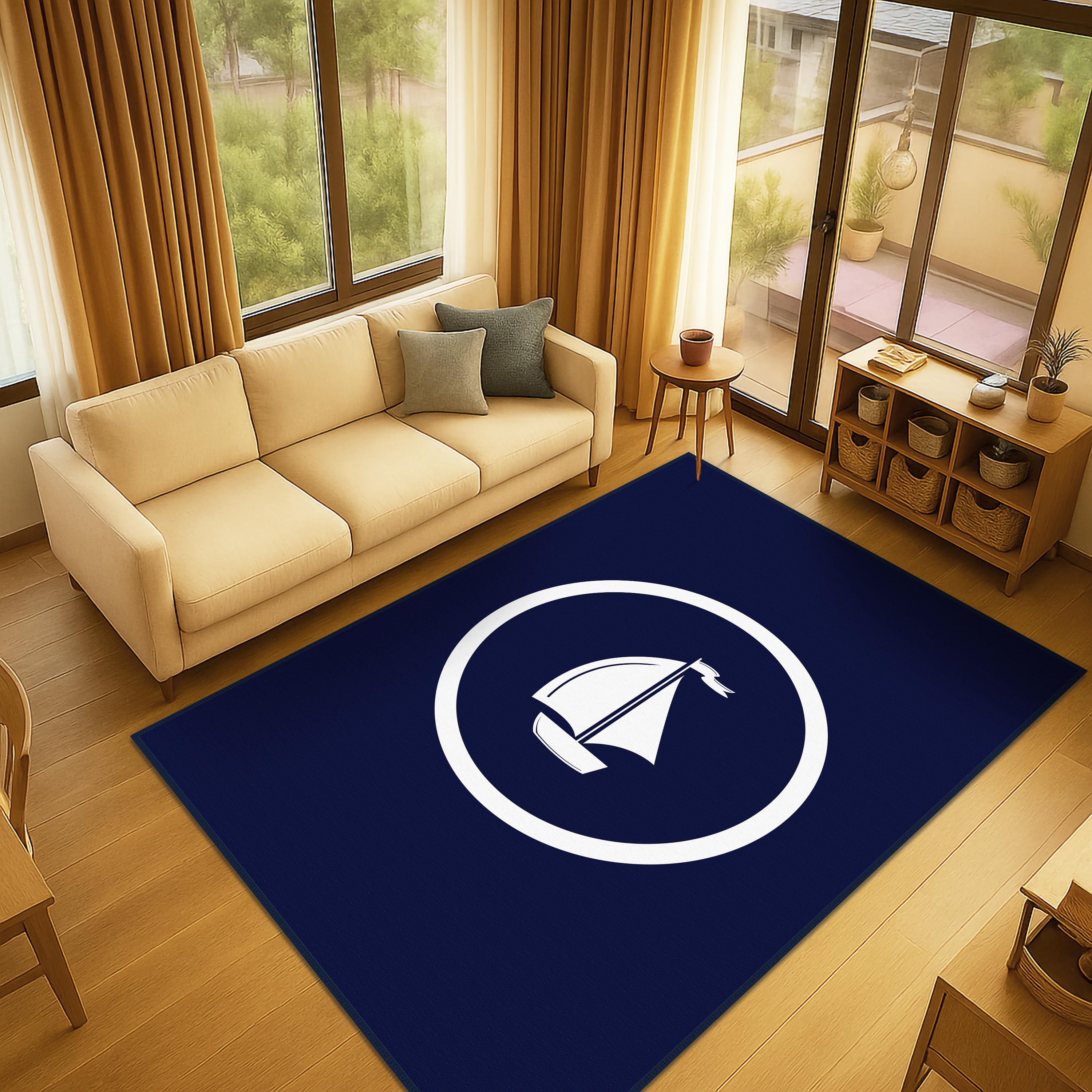 Soft Boat Desing Living Room Rug, Geometric Shaped Carpet, Sea