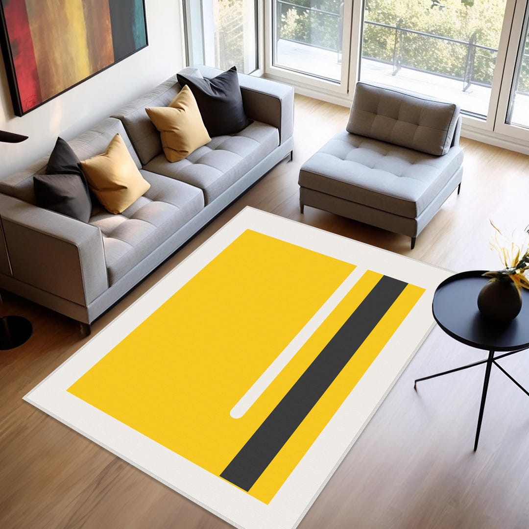 Yellow Rectangular Rug Yellow Rug,bohemian Rug,mustard Yellow Rug,yellow Painted Rug Large ...