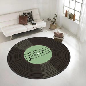 Printed Vinyl Music Record Carpet, Machine Washable Rug, Gift For Music Lovers,Custom Retro Vinyl Record Round Rug Custom Music Cd Round Rug