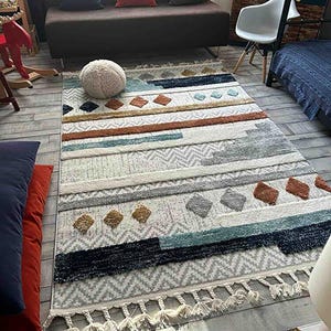 Soft Boho Rug, Rainbow Rug For Living Room, Boho Carpet, Nordic Area Rug, Shaggy Rug For Nursery, Extra Soft Cream Bedroom Rug, Abstract Rug
