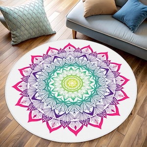 Mandala Rugs, Purple Mandala Rug, Round Retro Colorful Mandala Carpet, Yoga Mat, Pink Mandala Rug, Green Mandala Rug, Mandala Round Carpets