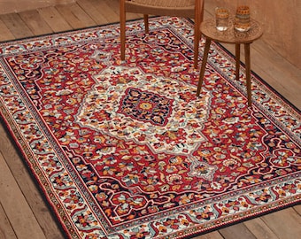 Bauernhaus Gemustert Teppich, Vintage Stil Teppich, Boho Roter Orientteppich, Floral Medaillon Design Teppich, Vintage Inspirierter Persischer Teppich