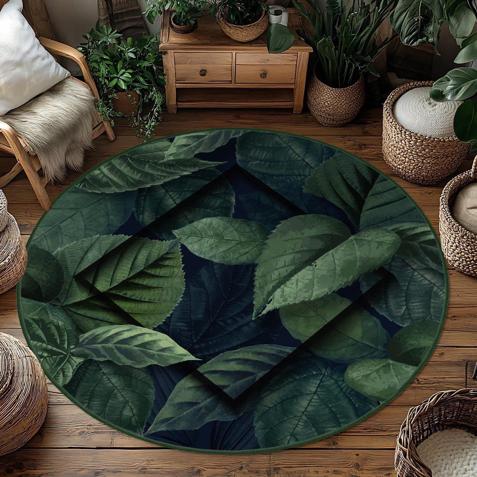 Exotic Leaf Rug, Botanical Leaves Rug, Plant Paradise Non-slip Carpet ...