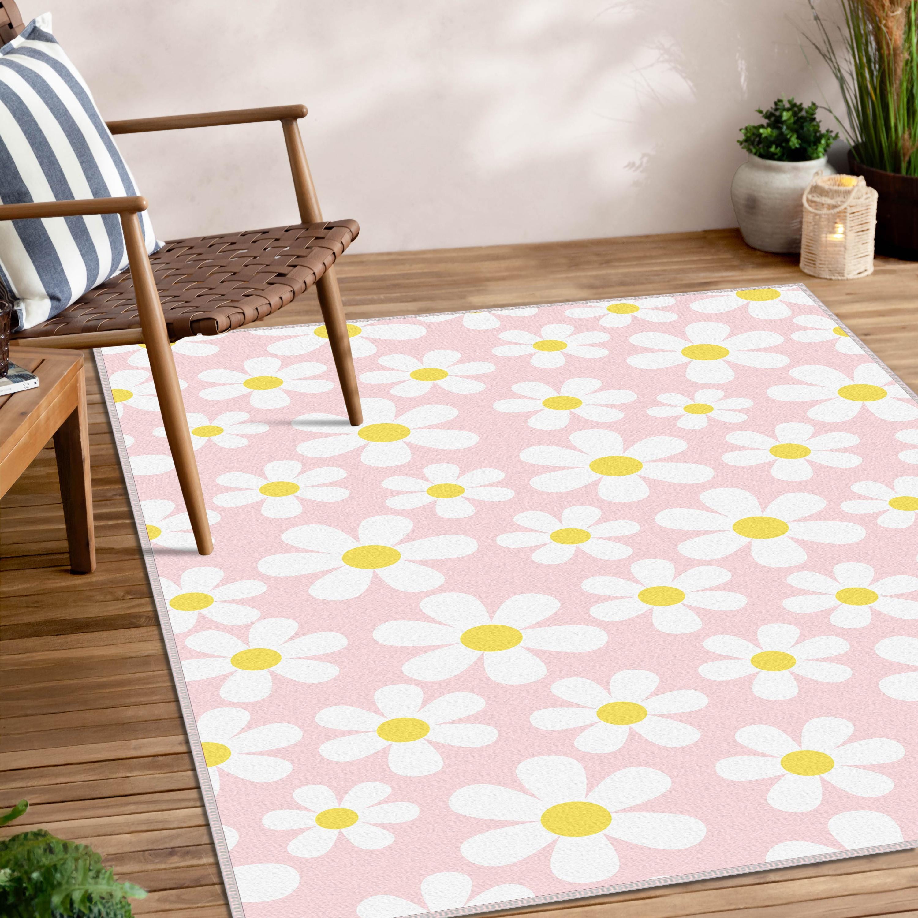 Flower Floor Mat Pink × White Amazon.com: Pink Flowers Sea Romantic Sweet Indoor Outdoor Area