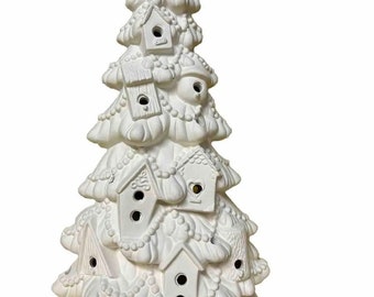 Kimple - Birdhouse Ceramic Christmas Tree - Ready to Paint - Bisque