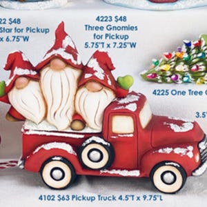 Gnomes - Clay Magic - 4223 - “Three Gnomies For Truck” or Cart - Ready to Paint - Bisque - Gnome Only