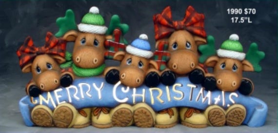 Christmas - Clay Magic - “merry Christmas” Moose - 1990 - Cut Out