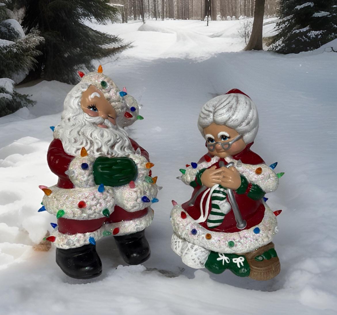 Christmas - Atlantic - Mr & Mrs Santa Claus 14” Tall - Rare Find