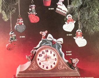 Christmas - Dona's - Vintage 1989 Christmas Clock W/mice - D687