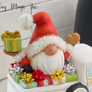 Gnomes - Clay Magic - 4278 - “Santa Gnome” For Truck or Cart - Ready to Paint - Bisque - Gnome Only
