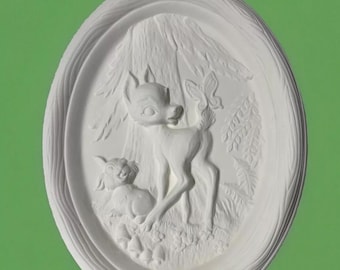 Disney - Vintage - Bambi - Ceramic Wall Plaque - Ready to Paint - Ceramic Bisque