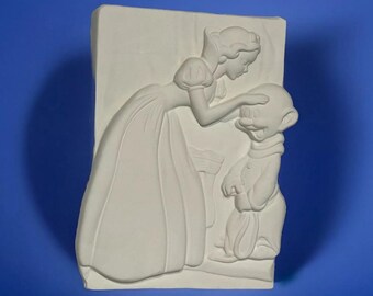 Disney - Vintage Snow White - Ceramic Gift Bag/Holder - Ready to Paint - Ceramic Bisque