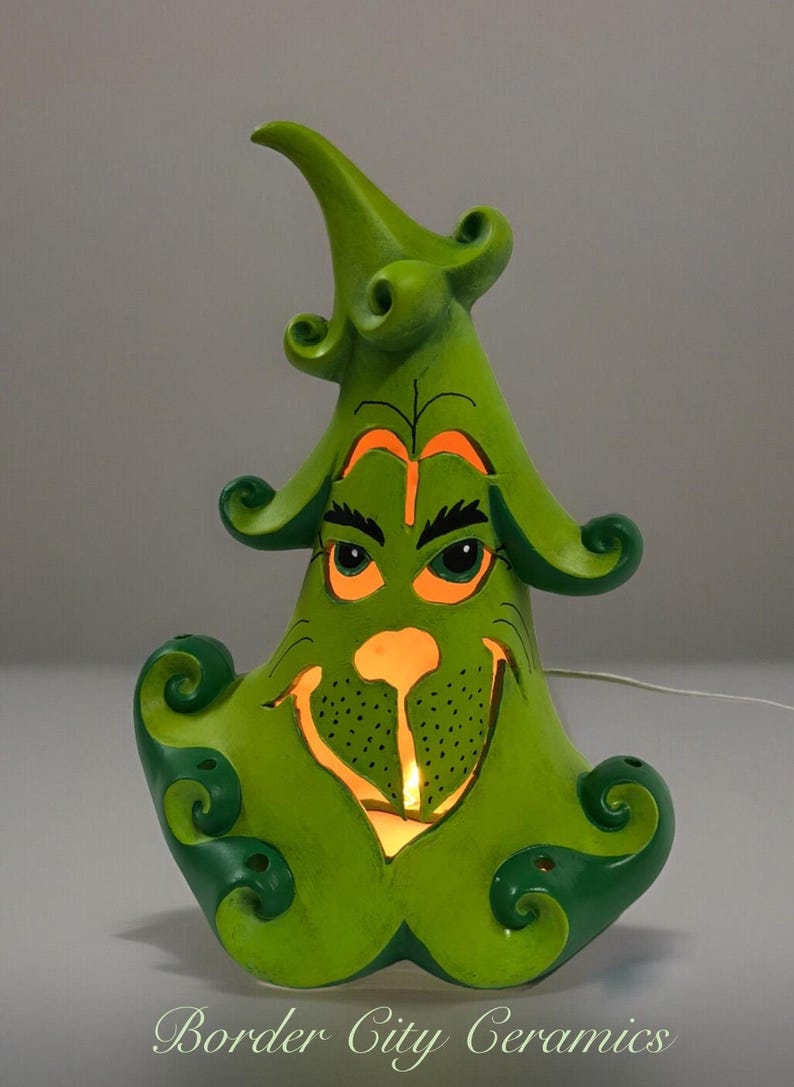 Christmas Grinch JOLLY Tree 12 Tall Mayco Mold Plugs in & Lights Up Etsy