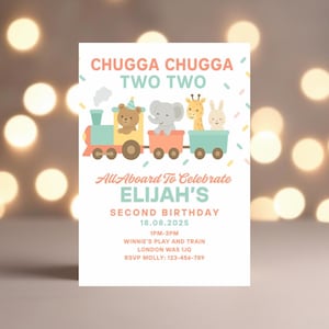 Train Birthday Invitation Chugga Chugga Choo Choo Invitation Two Two 2nd Birthday Invite Second Birthday Party. Pastel Train Invitation