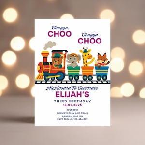 Train Birthday Invitation Chugga Chugga Choo Choo Invitation, First birthday Invite, 2nd Birthday Invite, third birthday, fourth birthday