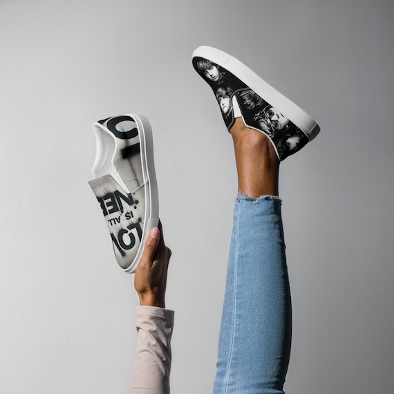 Women’s Beatle's Slip-On Shoes, Beatles Slip-Ons, Womens Sneakers, Boat Shoes, Love Shoes, All You Need Is Love, Beatles Gift, Unique Gift