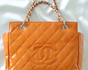 AUTHENTIC Chanel Petit Timeless Shopping Tote PTT in Orange - Vintage from 2002