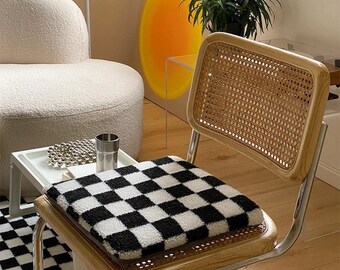 6 Handcrafted Checker Pattern Comfortable Chair/Seat Cushions - Kitchen Chair Cushions - Checker Shaped Cushion - Soft Chair Cushion