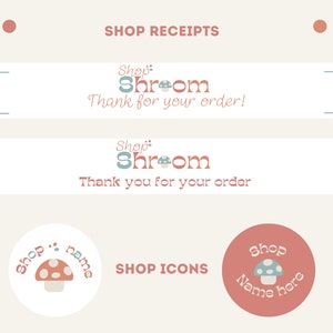 Branding Kit mushroom design Canva template editable template business card Etsy shop branding seller templates download thank you stickers image 5