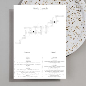 Family Crossword Sip and Solve Game, Puzzles for Adults Printable, Cross Word Printable Puzzle Game, Giant Crossword for Party