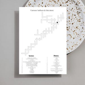 Crossword Lover Gift Printable, Sip and Solve Crossword, Crossword Template Puzzle Game, Large Crossword for Party