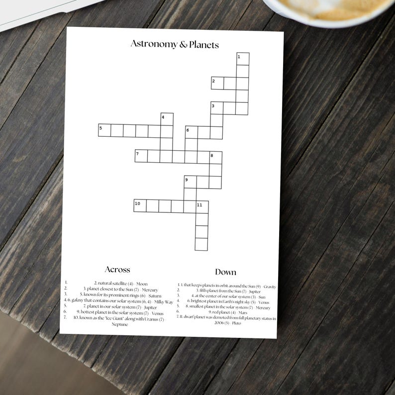 Crossword Puzzle Art Game Printable, Sip and Solve Puzzle Game ...