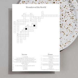 Custom Crossword Puzzle Game, Puzzle for Adults Printable, 5x7 Family Puzzle Game, Crossword Puzzle Art for Party