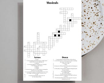 Korsordsälskare presentspel, korsordskonst utskrivbar, litet korsordspussel, redigerbar canvas för fest