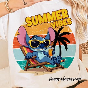 Stitch Summer Vibes PNG, Blue Alien Png, Family Vacation png, Family Trip Png, Vacay Mode Png, Magic Kingdom Png, Family Trip 2025 Png