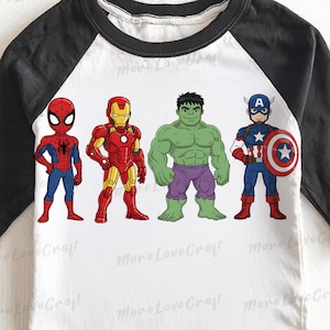 Super-héros rétro PNG : Clipart à imprimer - Hulk, Spiderman (téléchargement instantané)