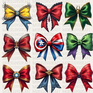 Super Hero Coquette Bows PNG Bundle (Instant Download)