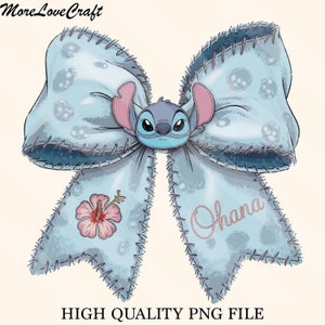 Stitch Coquette Png, Retro Stitch Coquette Png, Stitch Coquette Png, Personaggio dei cartoni animati T-shirt Png Design, Download immediato